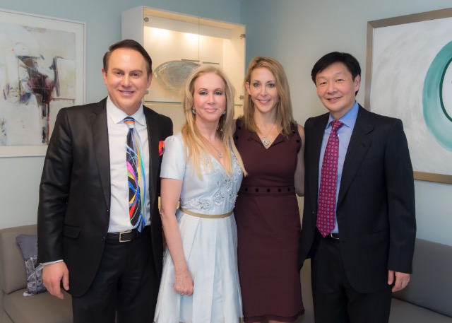 Dr. Chow (right) at his February 2016 grand opening with Joel Goodrich, Sophie Azouaou, & Eileen Blum-Bourgade (left to right)