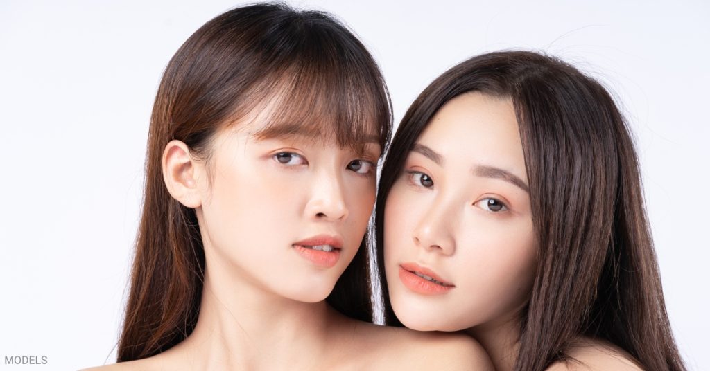 2 young asian women with great skin and facial features (models)